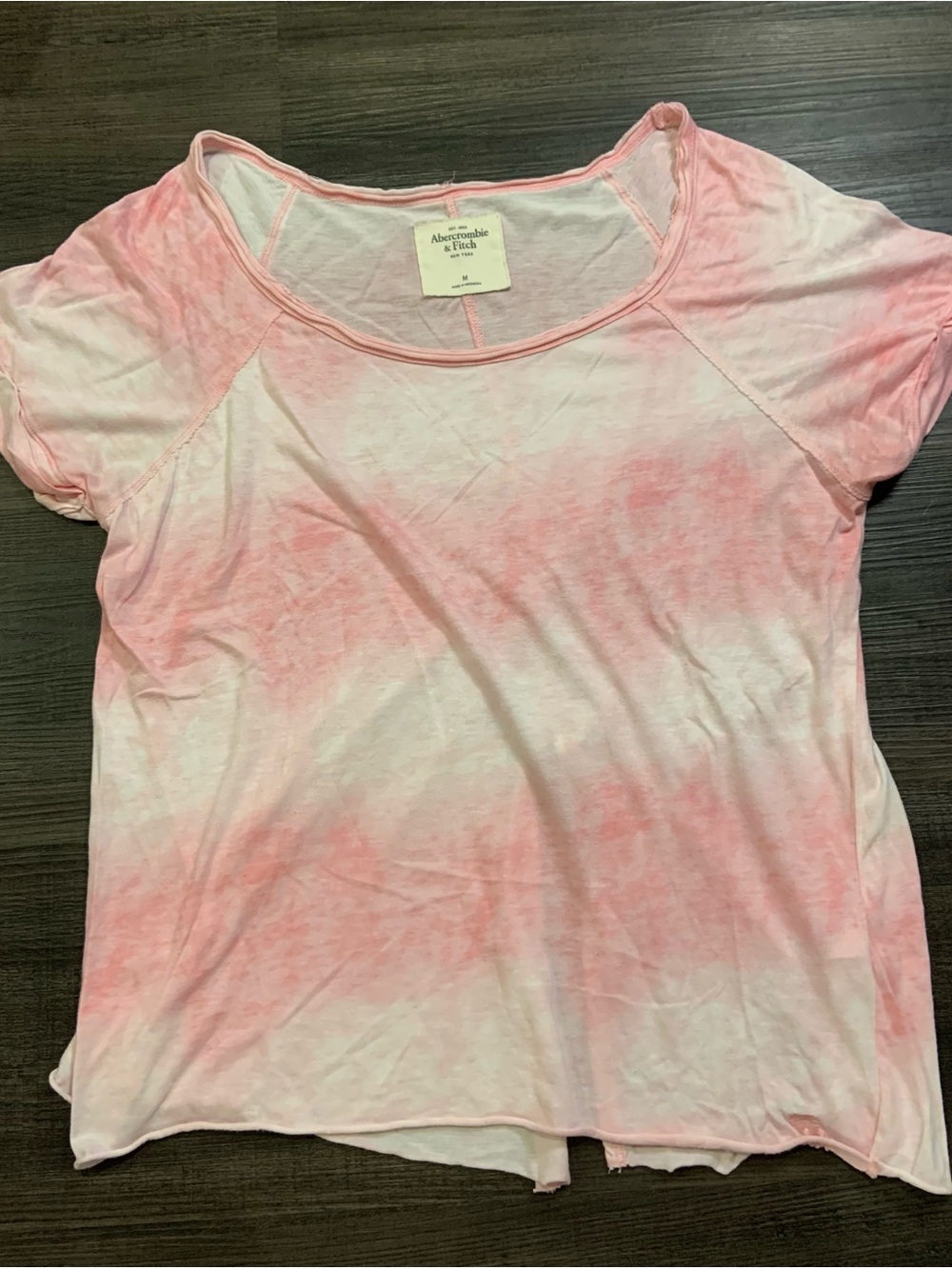 Abercrombie & Fitch Pink Tie-Dye Short Sleeve Scoop Tee